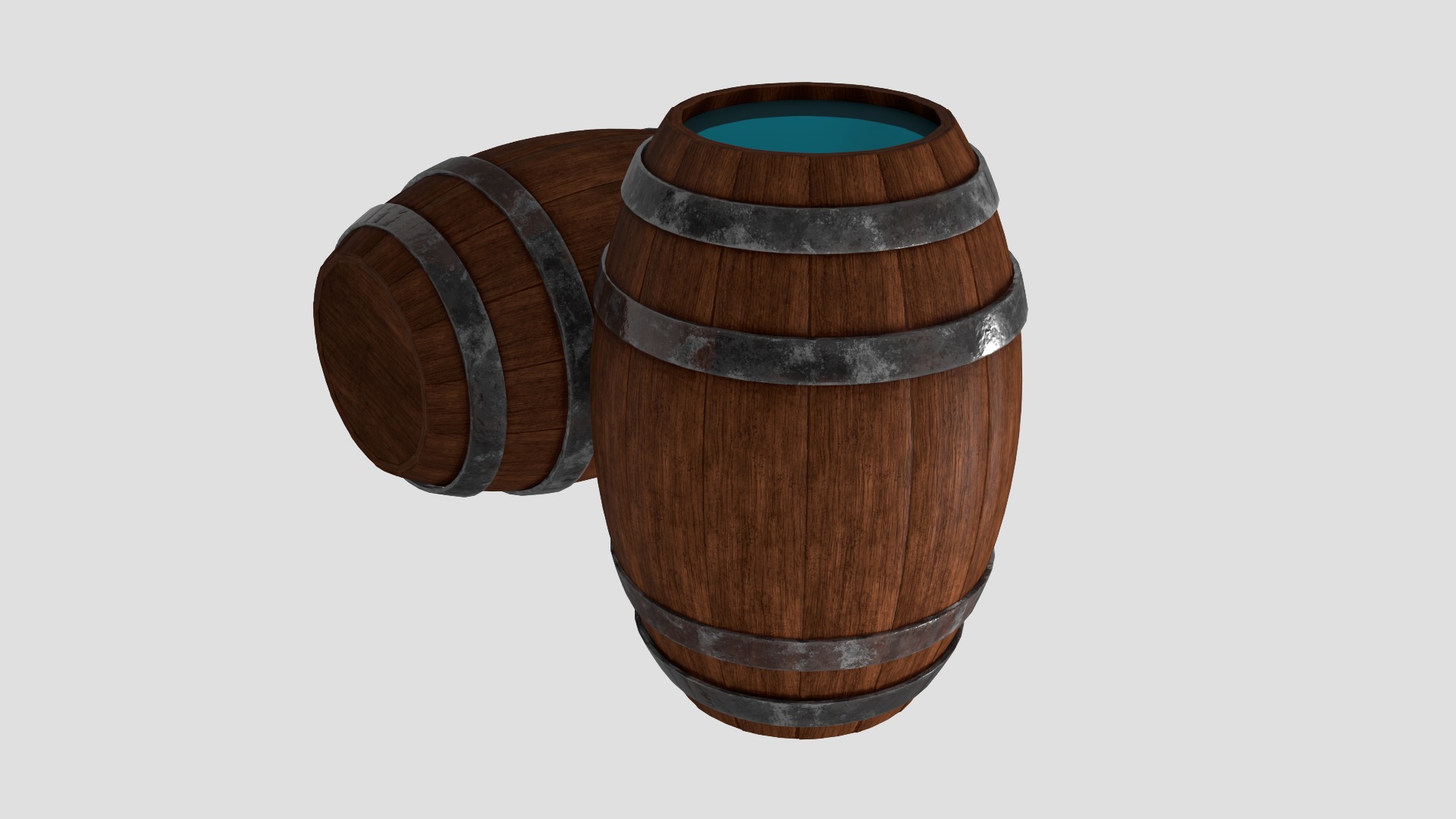 Wooden Barrel Low-poly 3D model_3