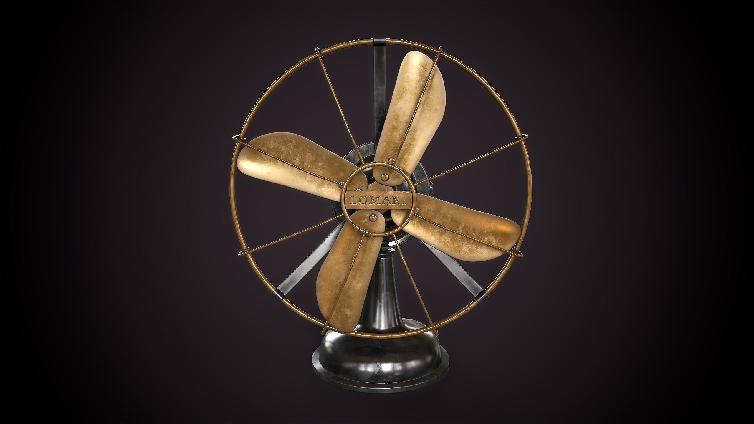Vintage electric fan Low-poly 3D model_7