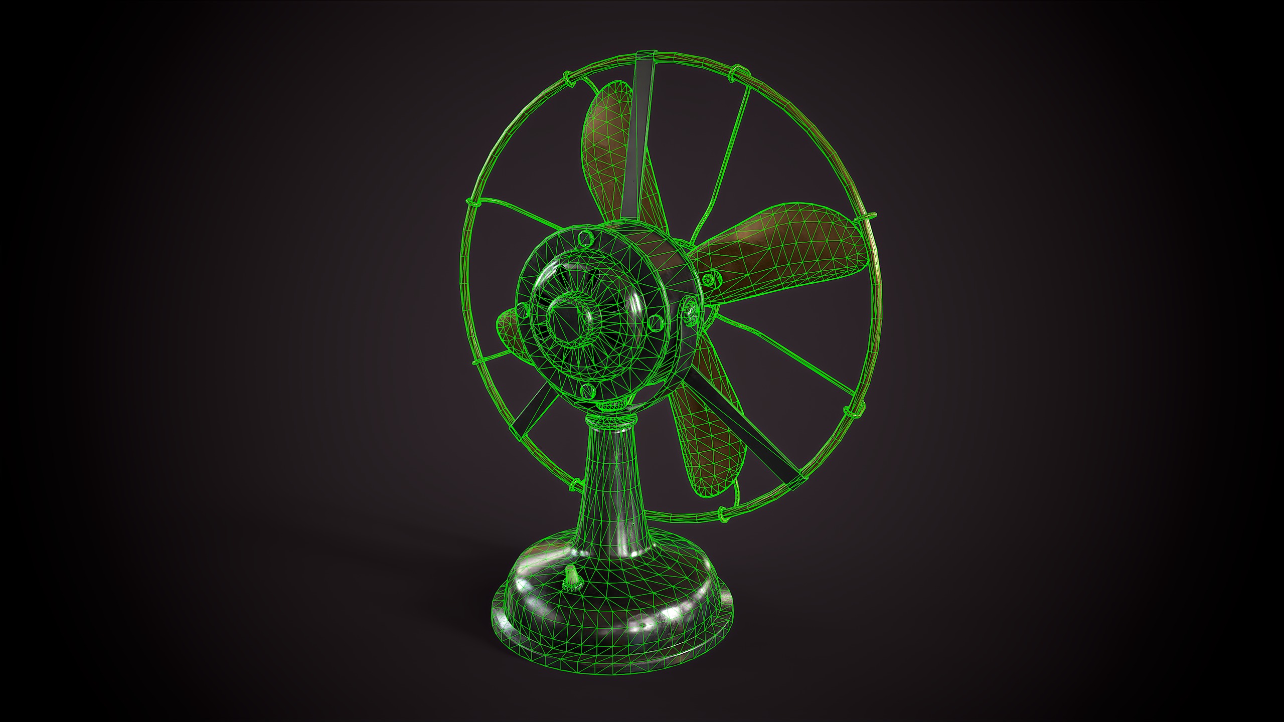 Vintage electric fan Low-poly 3D model_9