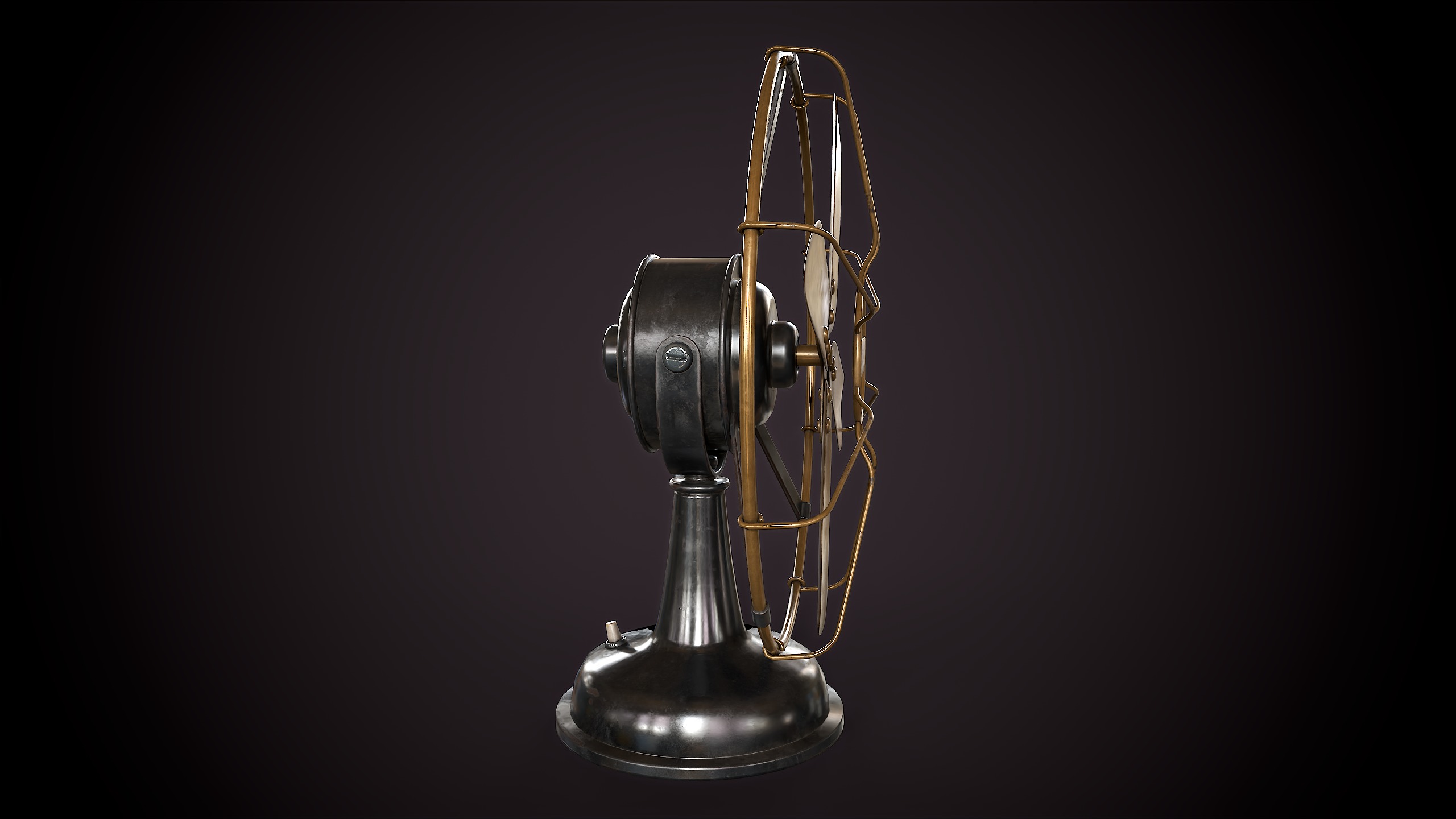 Vintage electric fan Low-poly 3D model_6
