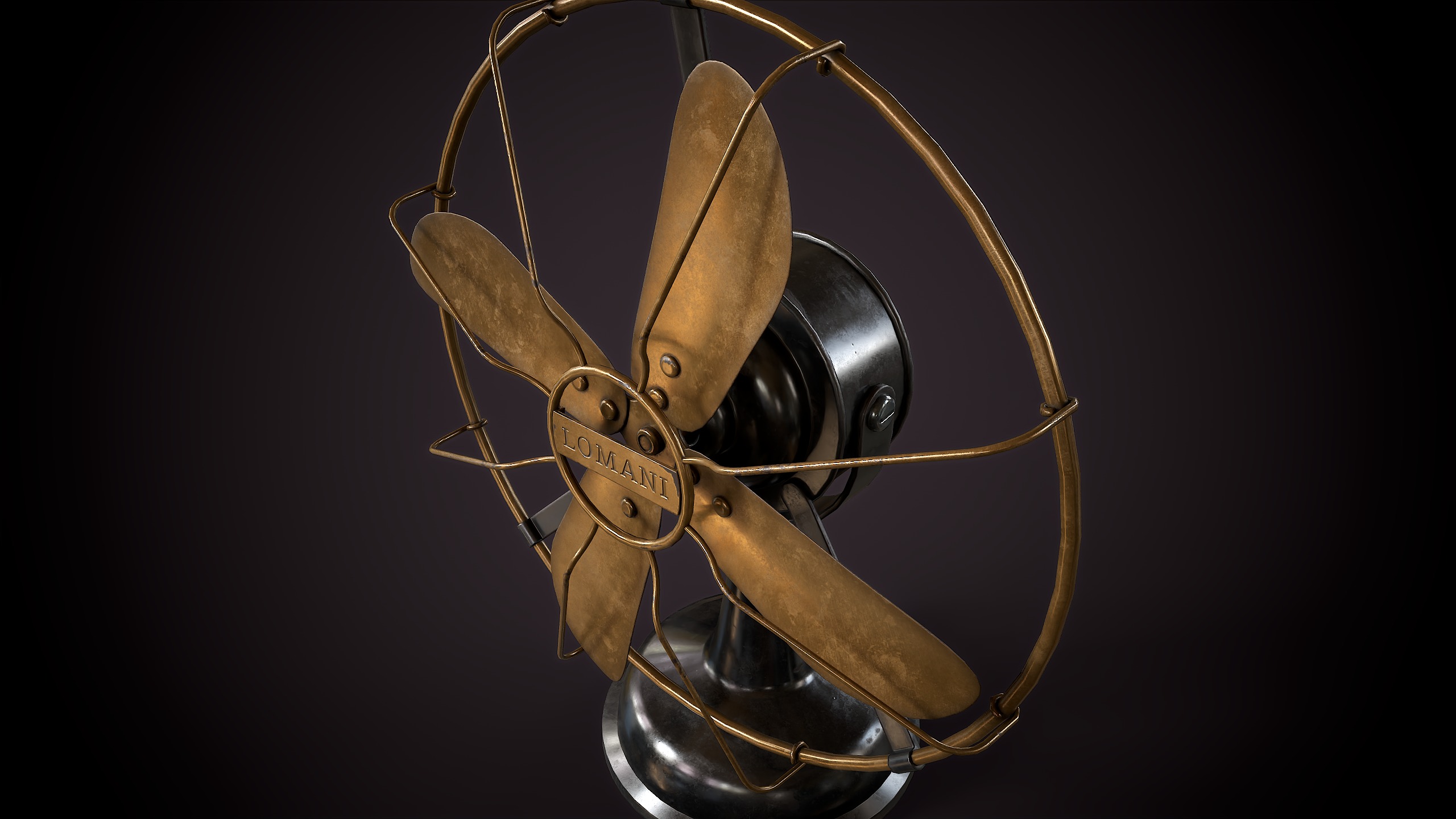 Vintage electric fan Low-poly 3D model_3