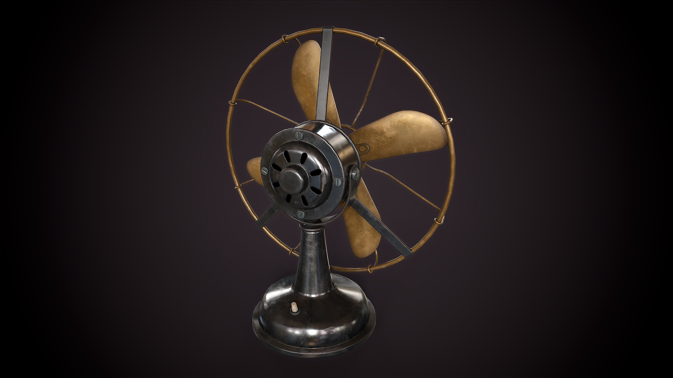 Vintage electric fan Low-poly 3D model_1