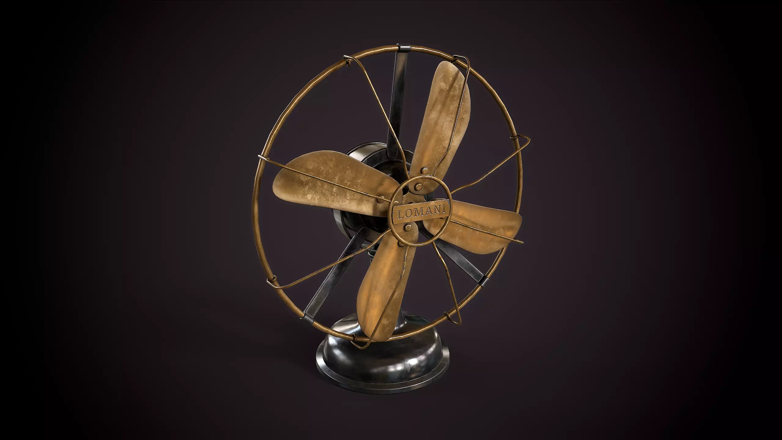 Vintage electric fan Low-poly 3D model_0