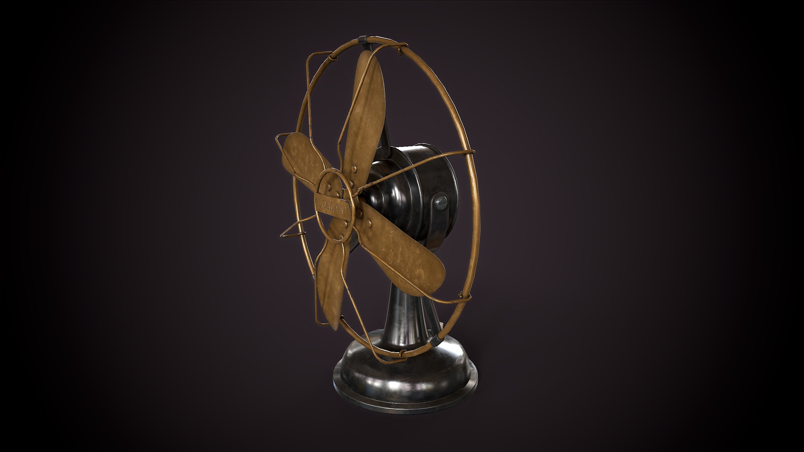 Vintage electric fan Low-poly 3D model_2