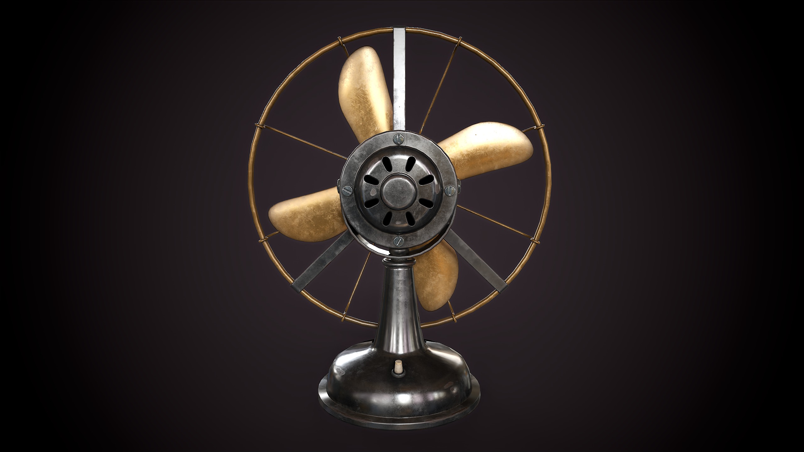 Vintage electric fan Low-poly 3D model_5