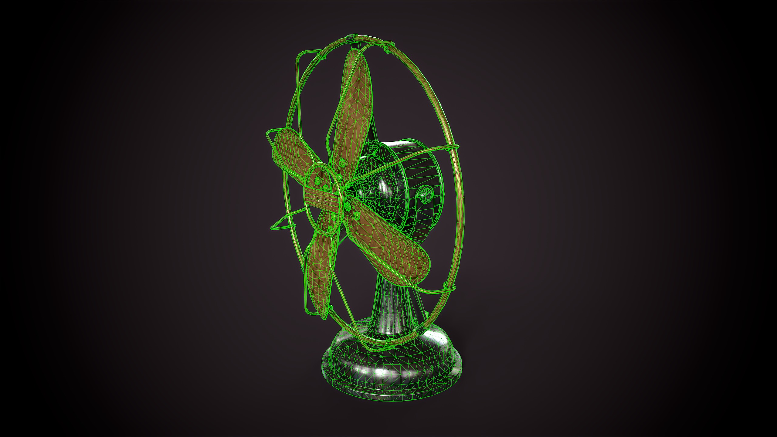 Vintage electric fan Low-poly 3D model_8