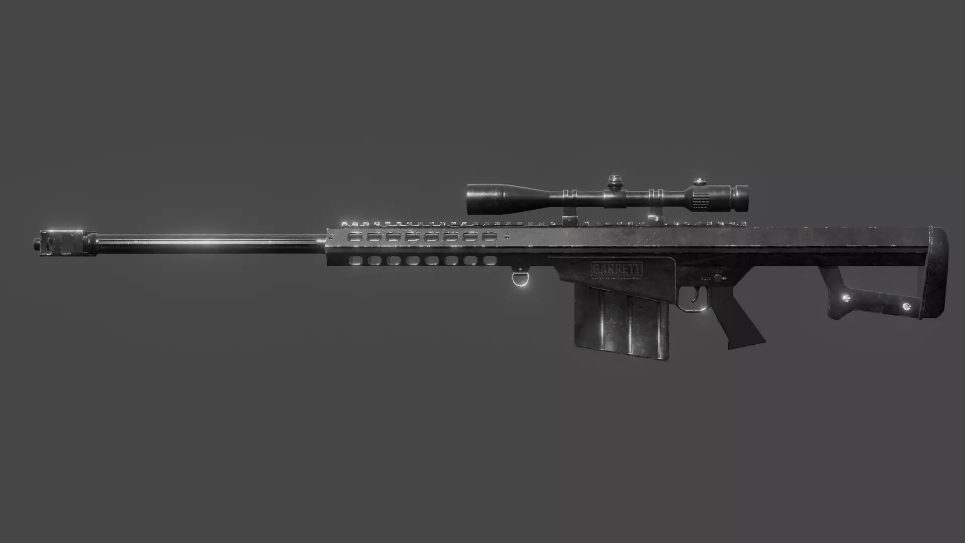 Barrett Sniper Rifle Low Poly Rigged Low-poly 3D model