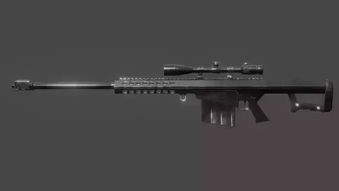 Barrett Sniper Rifle Low Poly Rigged