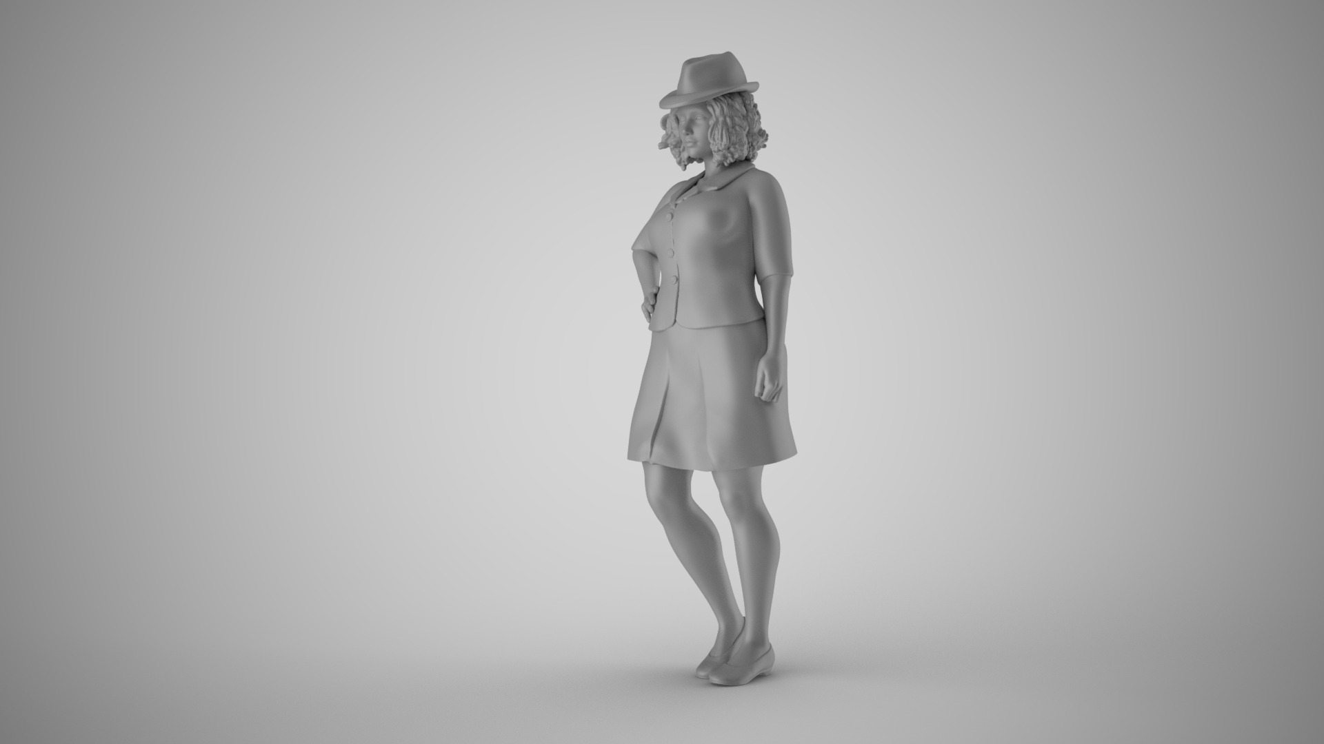 Modern Woman in Past Times 3D print model_1