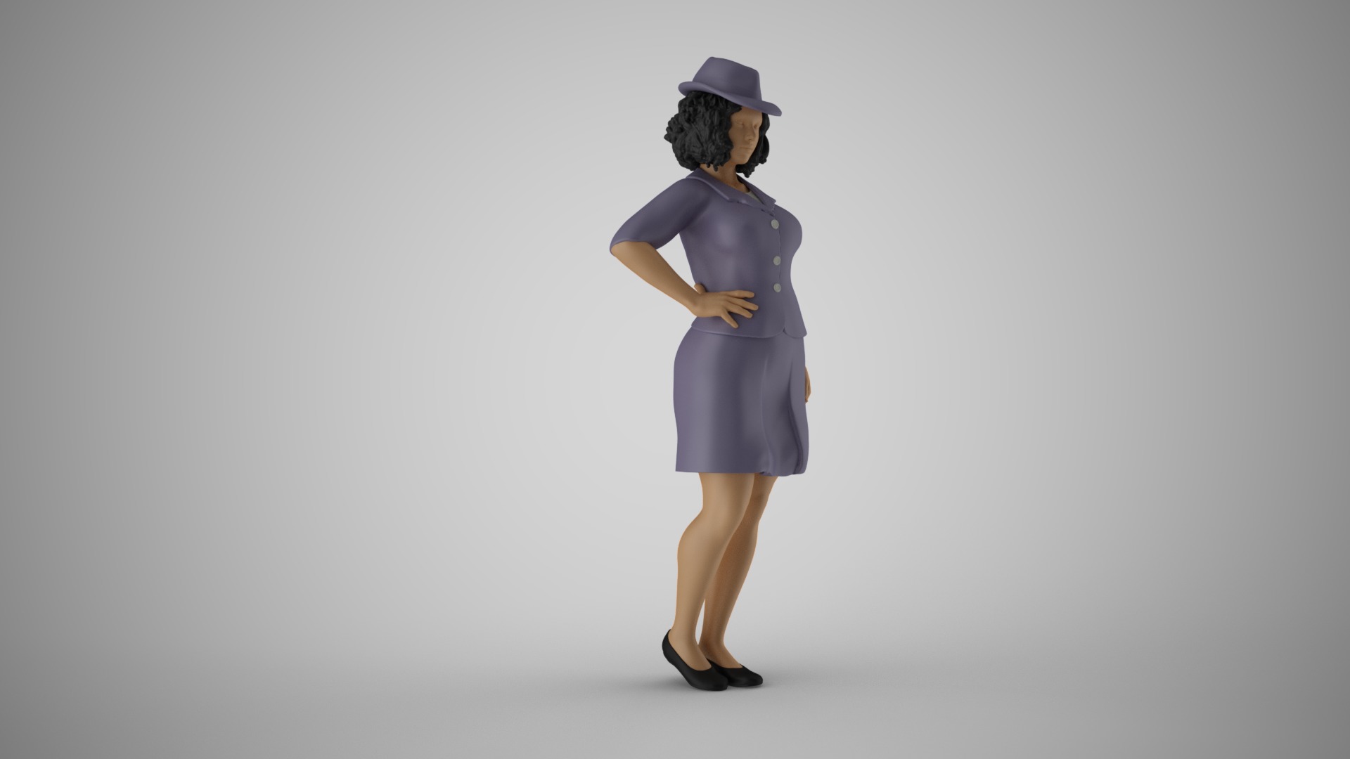 Modern Woman in Past Times 3D print model_4
