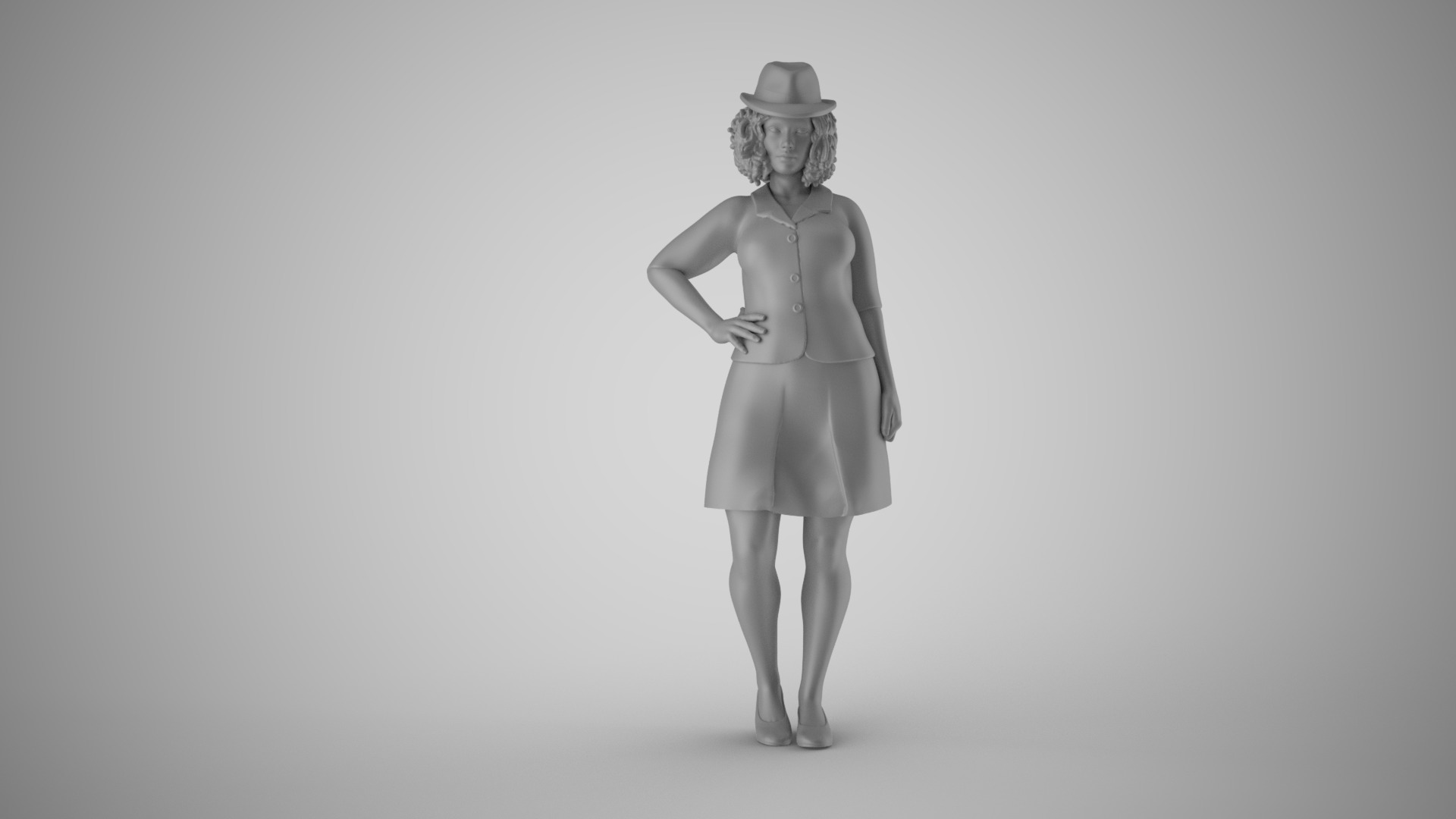Modern Woman in Past Times 3D print model_2