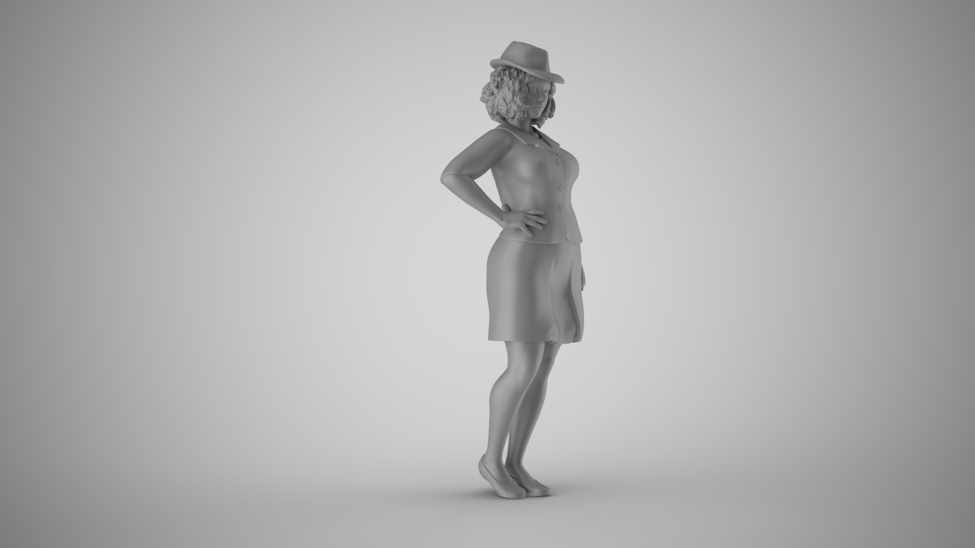 Modern Woman in Past Times 3D print model_3