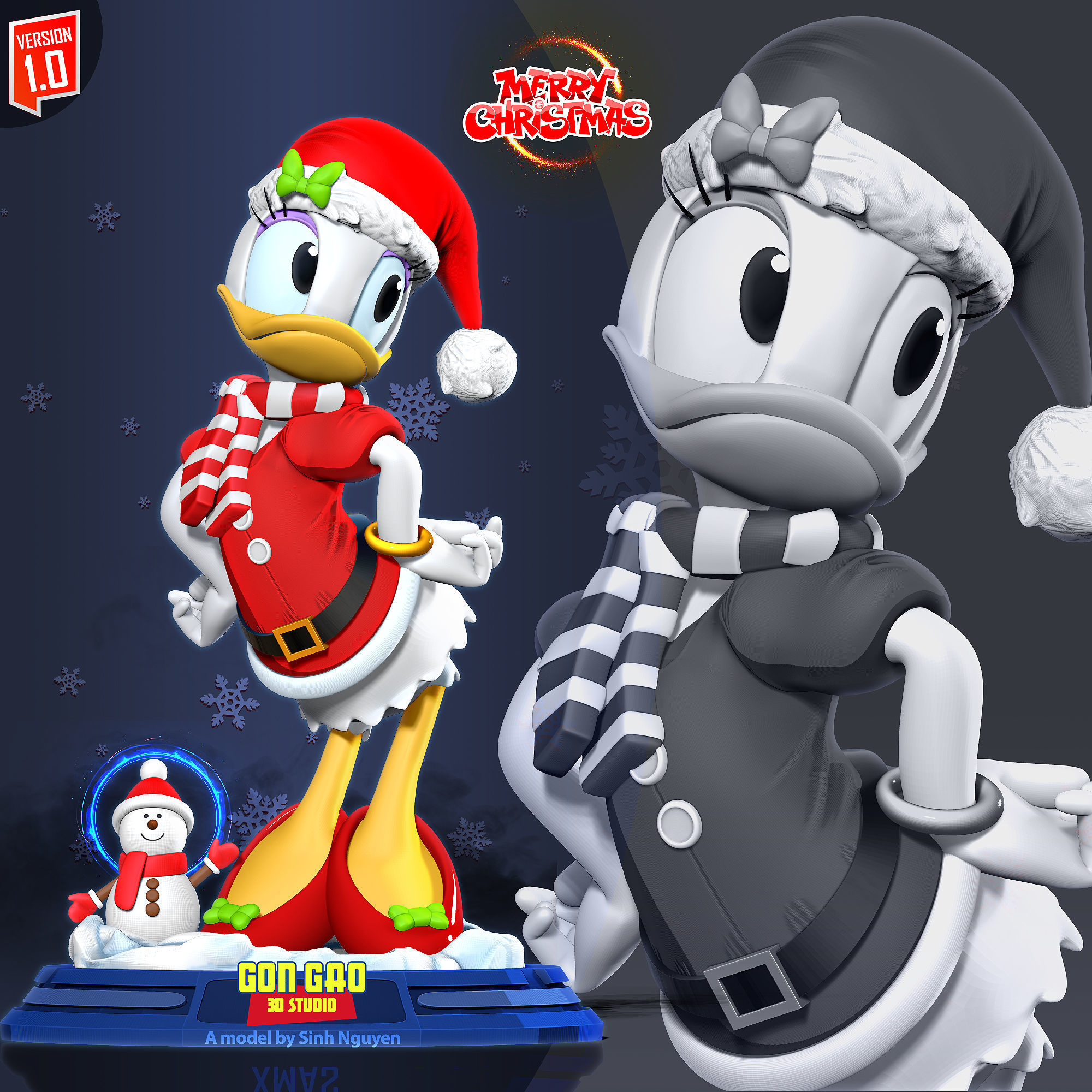 Santa Daisy Duck 3D print model_6