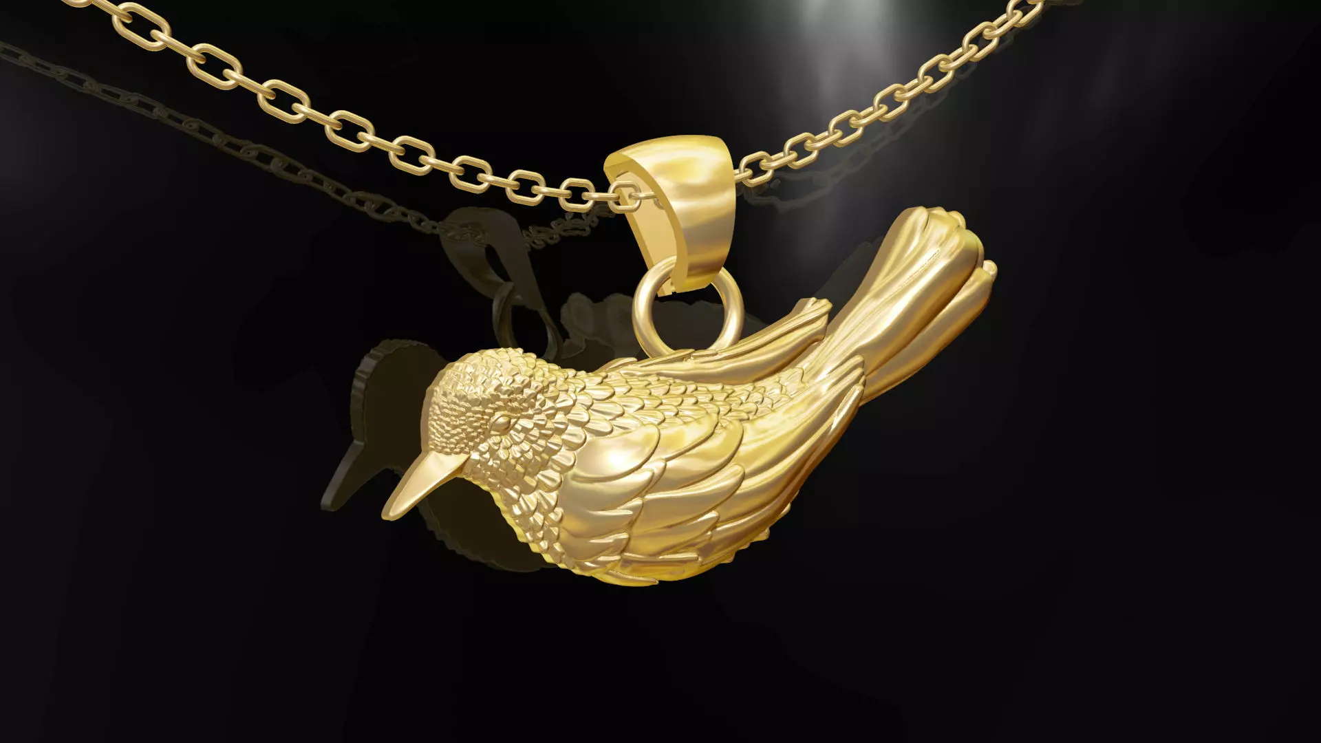 Bird pendant jewelry gold 3D print model
