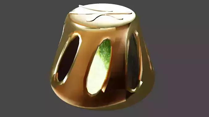 Golden cup decorated with wooden Chinese script