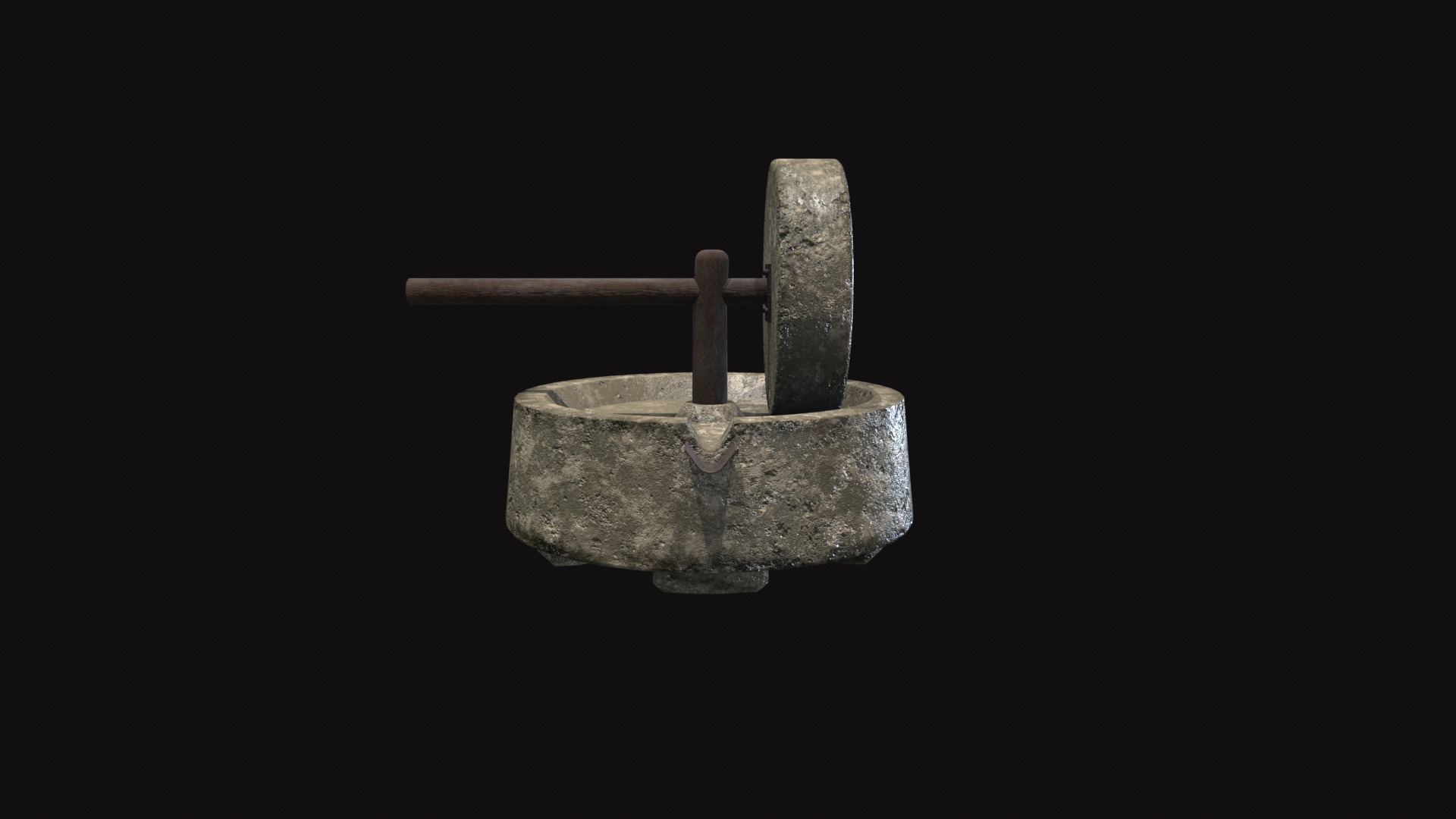 Medieval Millstone Low-poly 3D model_6