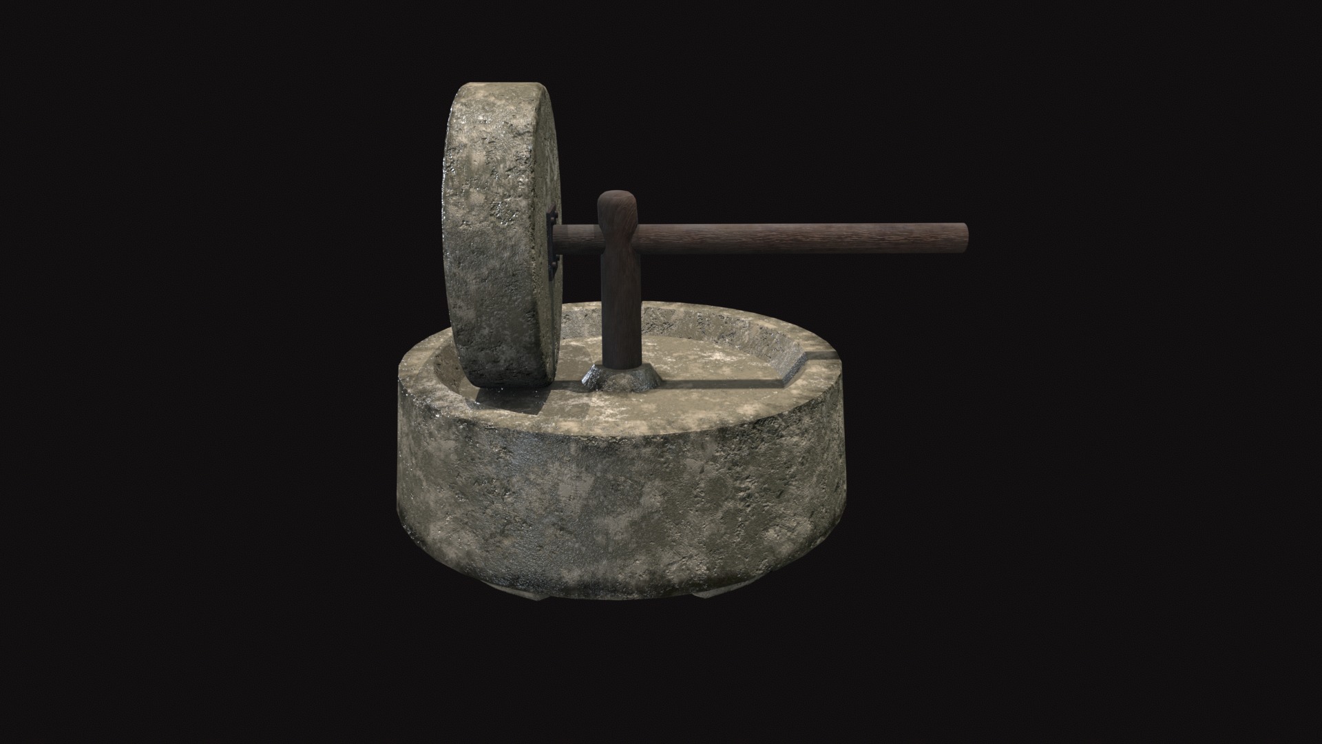 Medieval Millstone Low-poly 3D model_8