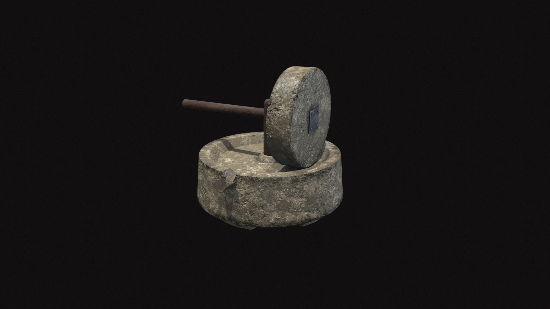 Medieval Millstone Low-poly 3D model_7