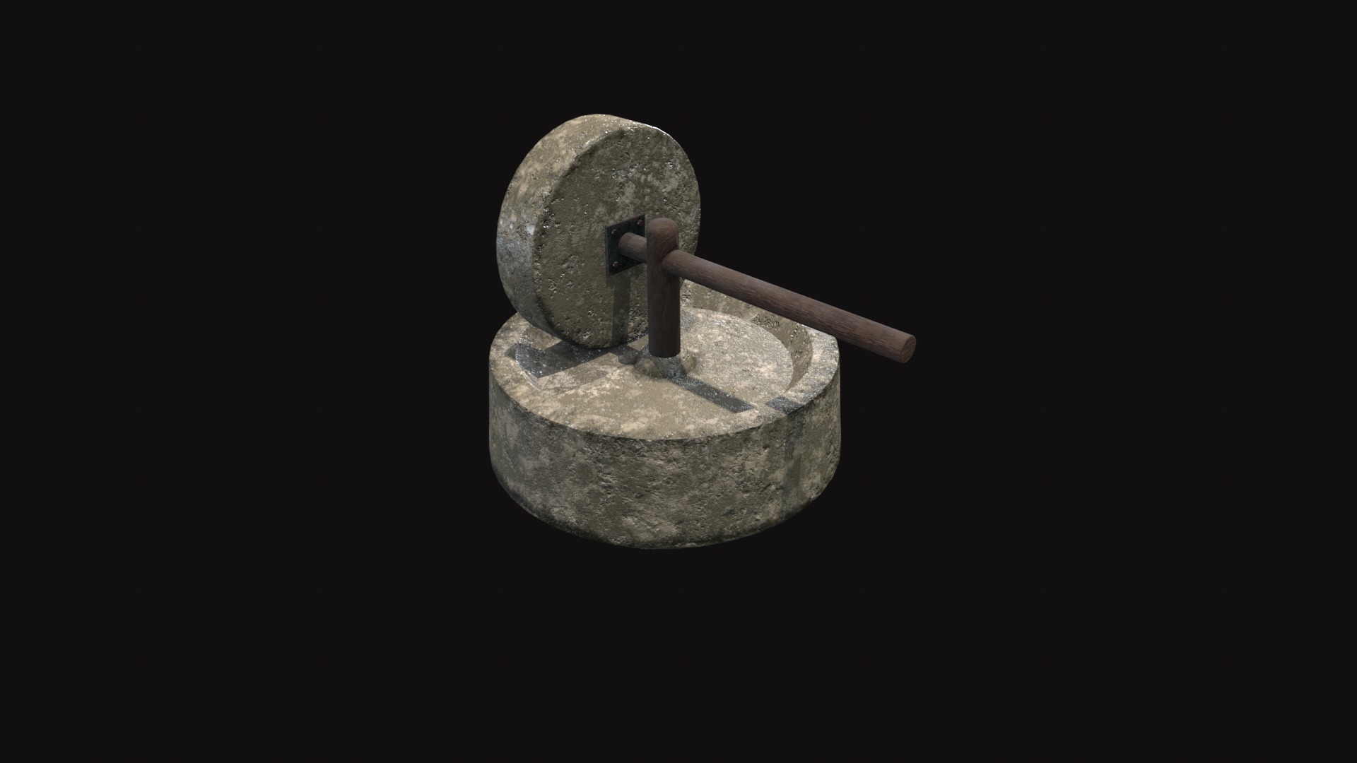 Medieval Millstone Low-poly 3D model_2
