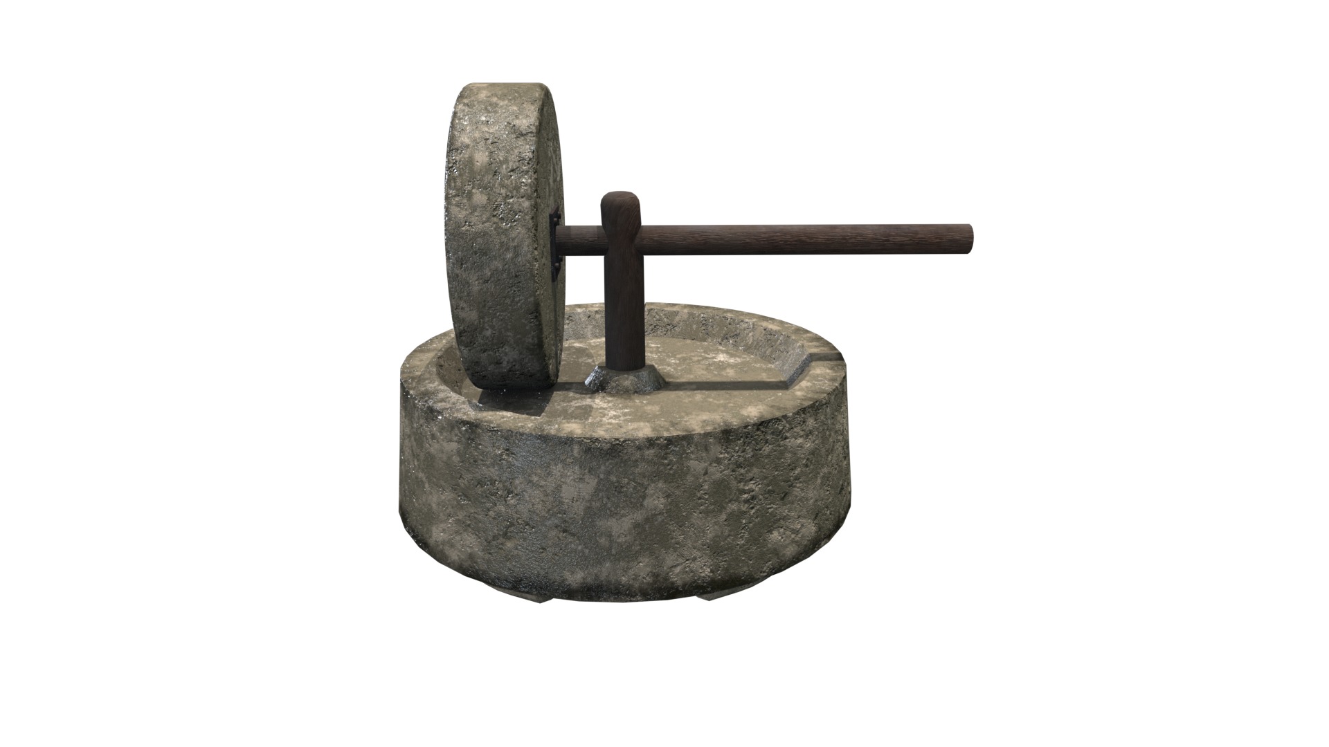 Medieval Millstone Low-poly 3D model_9