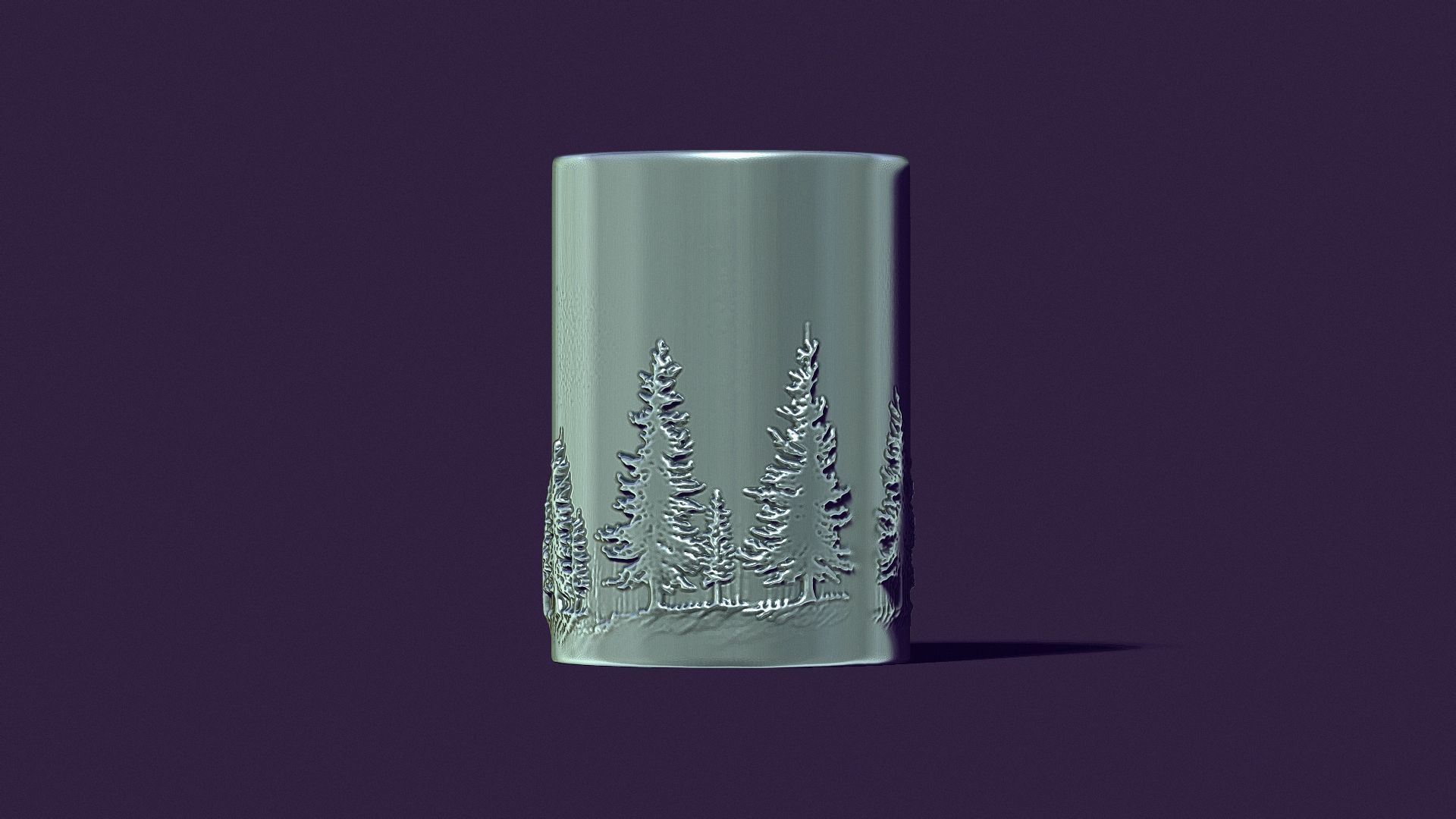  candle with a picture of fir trees 3D print model_6