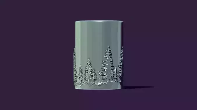  candle with a picture of fir trees 3D print model