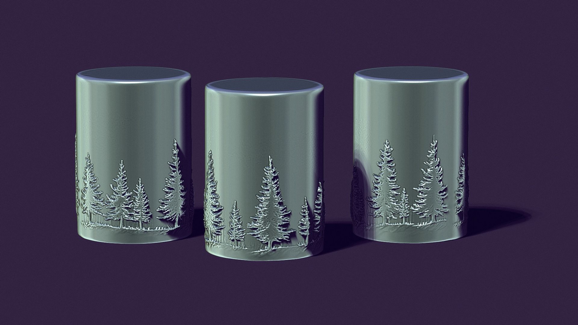  candle with a picture of fir trees 3D print model_9