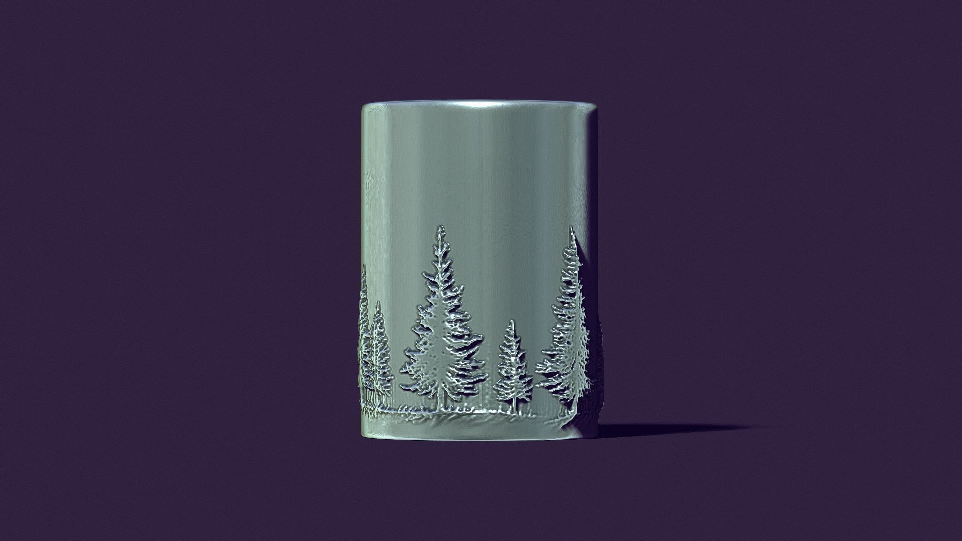 candle with a picture of fir trees 3D print model_2