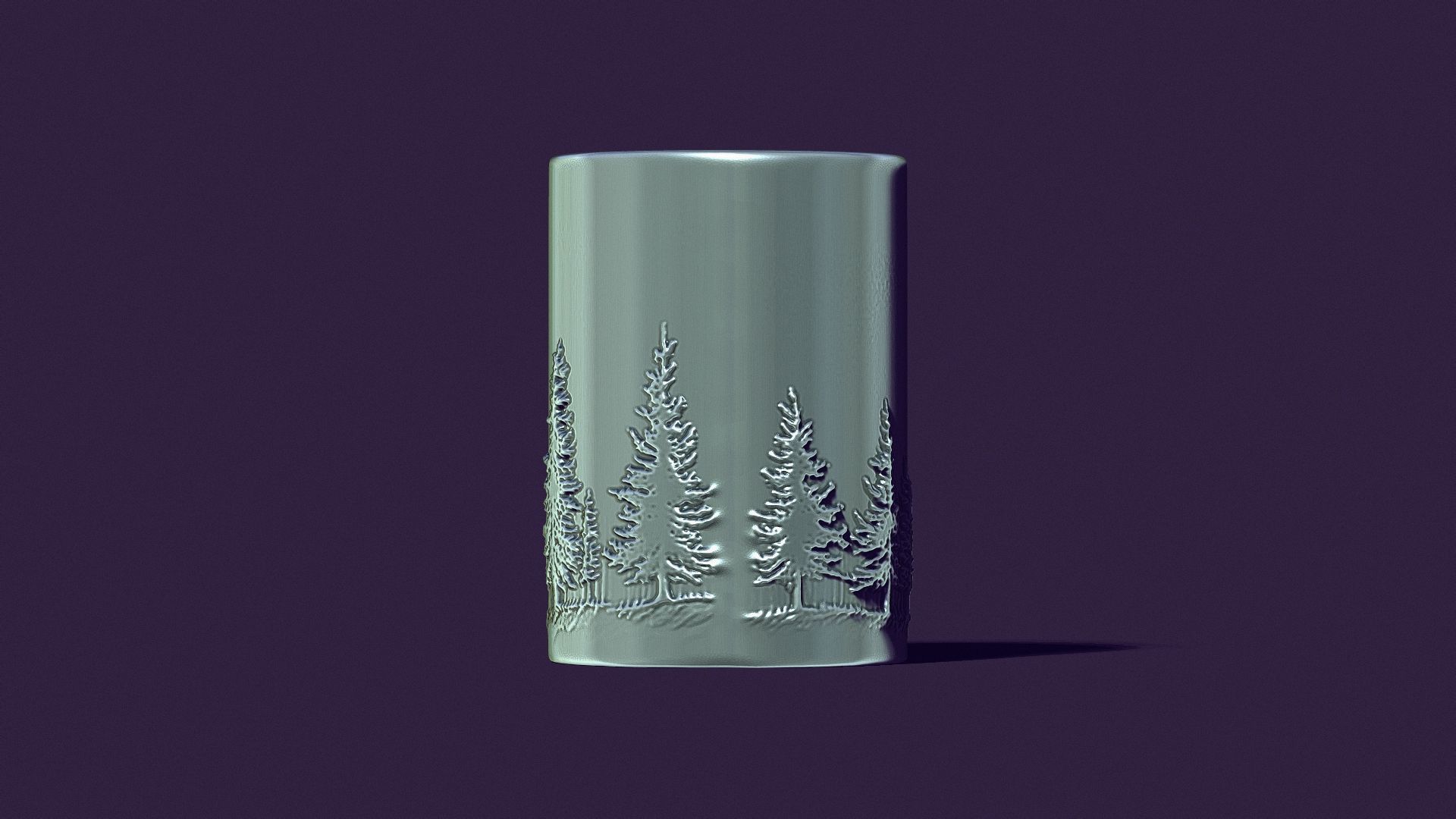 candle with a picture of fir trees 3D print model_5