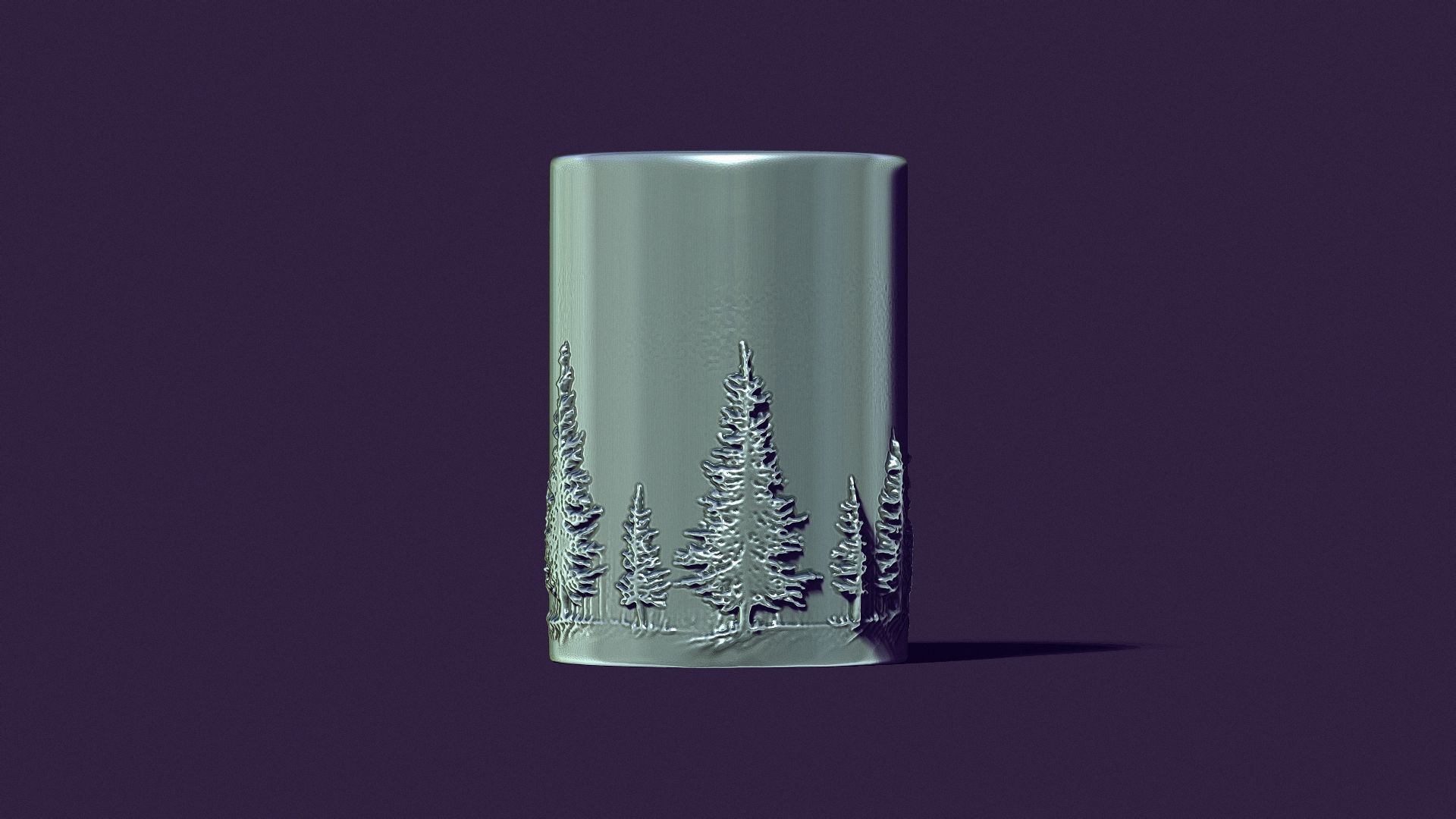  candle with a picture of fir trees 3D print model_1