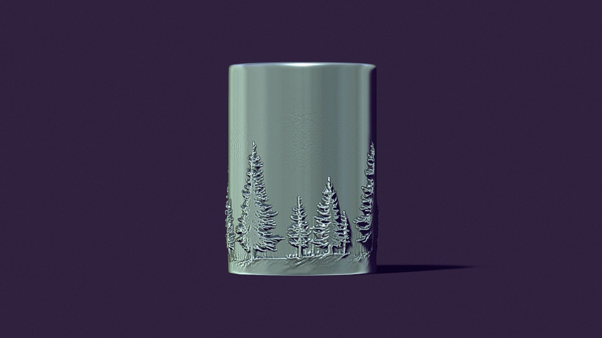  candle with a picture of fir trees 3D print model_7