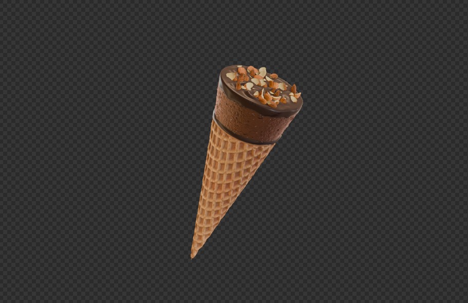 Ice Cream Cone Chocolate Almonds 3D model_7