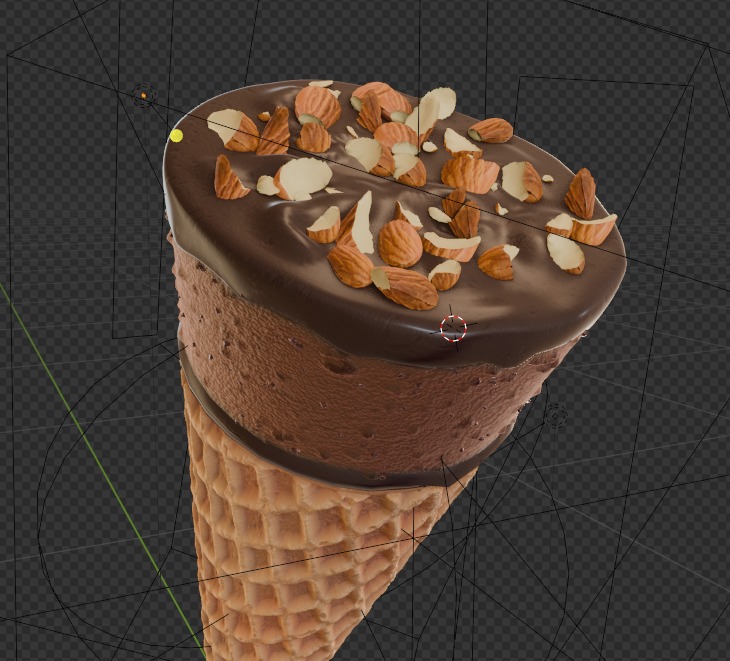 Ice Cream Cone Chocolate Almonds 3D model_9