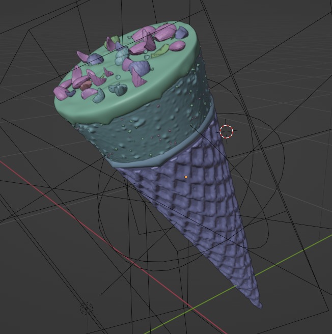 Ice Cream Cone Chocolate Almonds 3D model_3