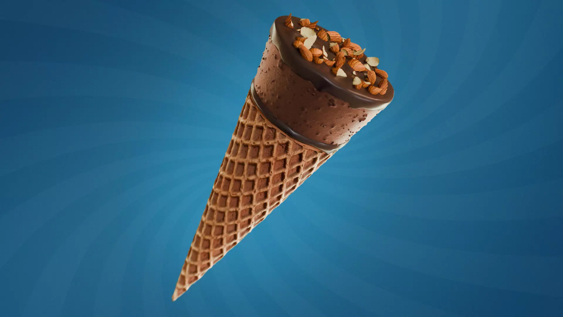Ice Cream Cone Chocolate Almonds 3D model_0