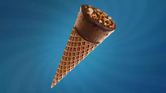 Ice Cream Cone Chocolate Almonds 3D model