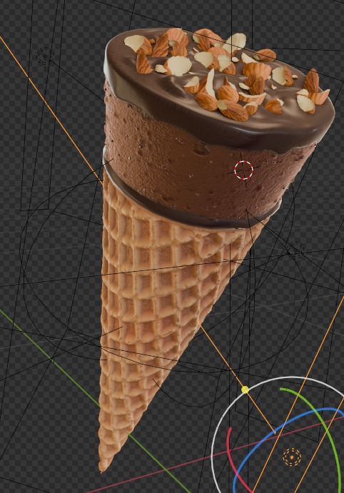 Ice Cream Cone Chocolate Almonds 3D model_10