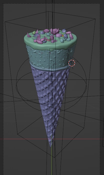 Ice Cream Cone Chocolate Almonds 3D model_22