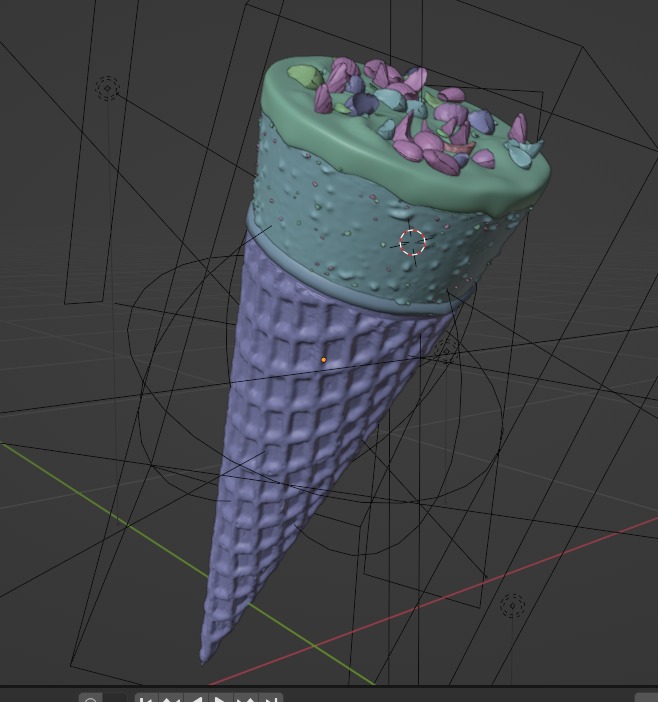 Ice Cream Cone Chocolate Almonds 3D model_15