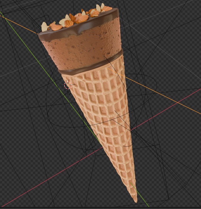 Ice Cream Cone Chocolate Almonds 3D model_5