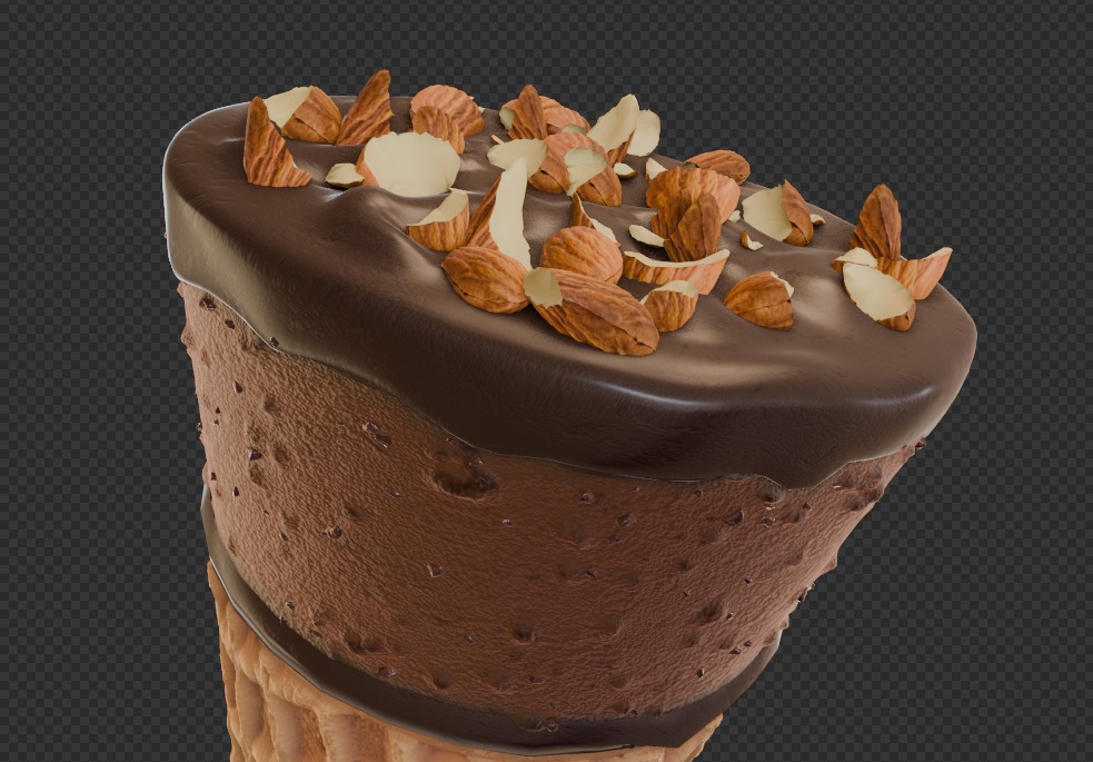 Ice Cream Cone Chocolate Almonds 3D model_13