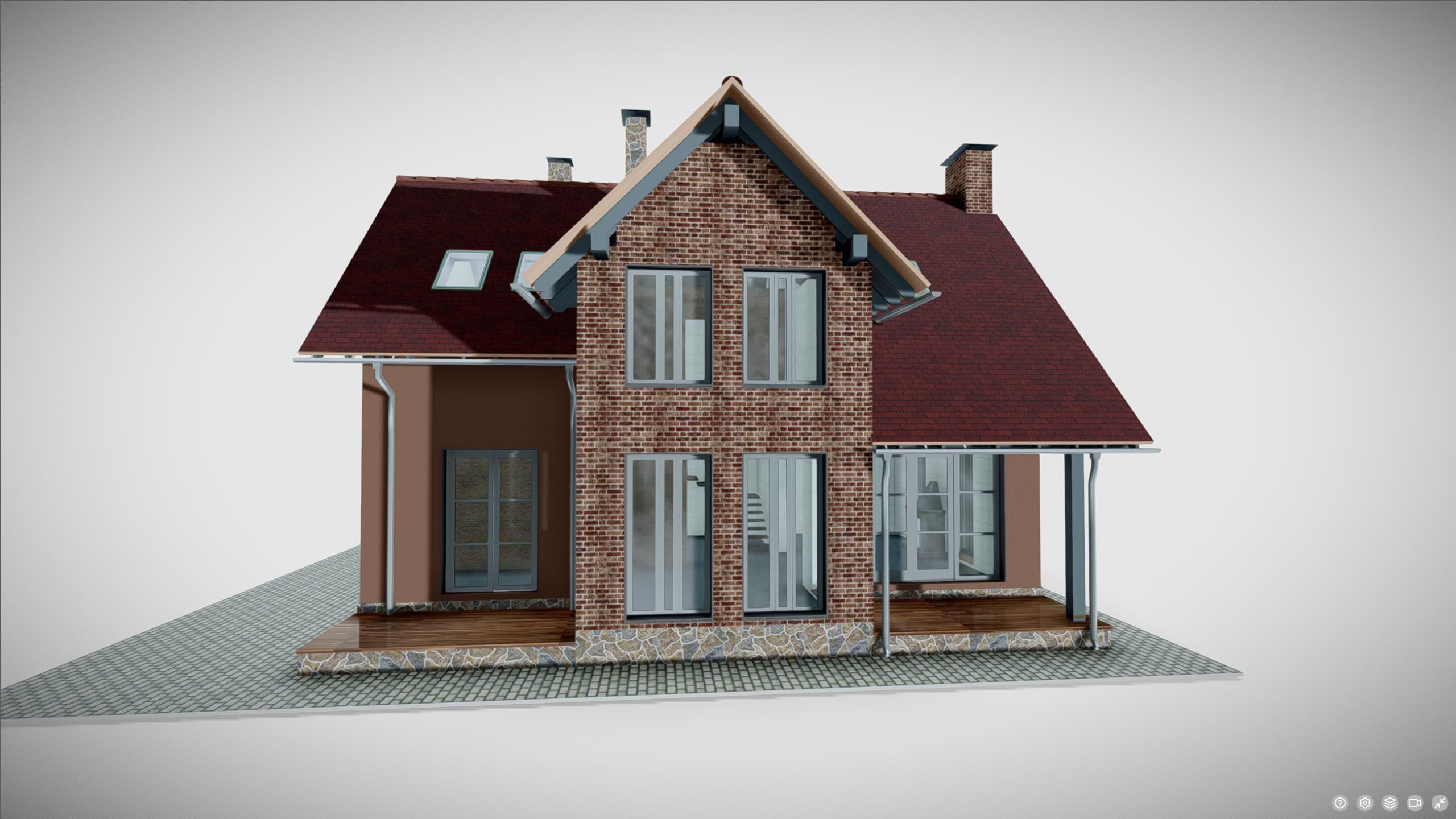 P0026 Residential House Cottage Mini 3D model_9