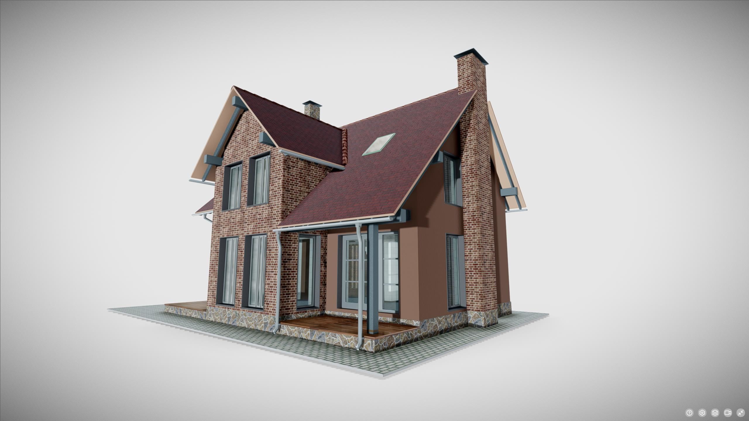 P0026 Residential House Cottage Mini 3D model_3