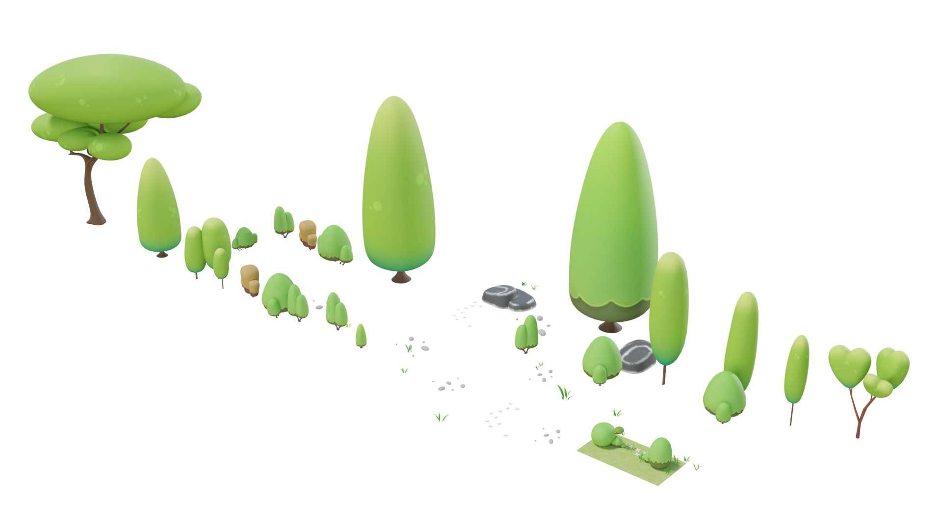 3D Cartoon Tree Pack Set With Rig 3D model | CGTrader
