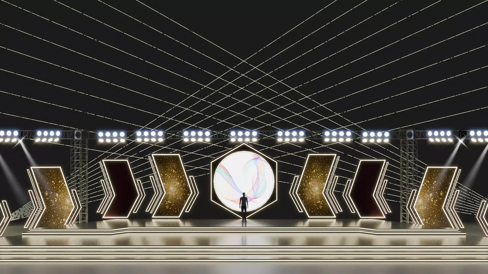 Entertainment Concert Event Stage 3D Model with Lights 3D model_0