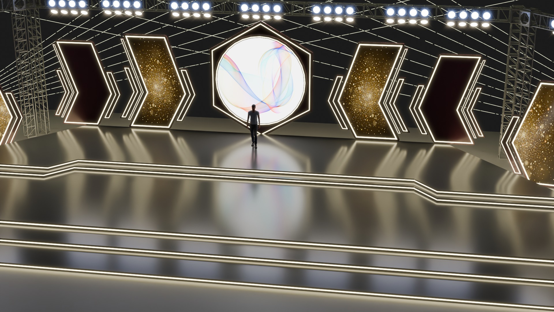 Entertainment Concert Event Stage 3D Model with Lights 3D model_6