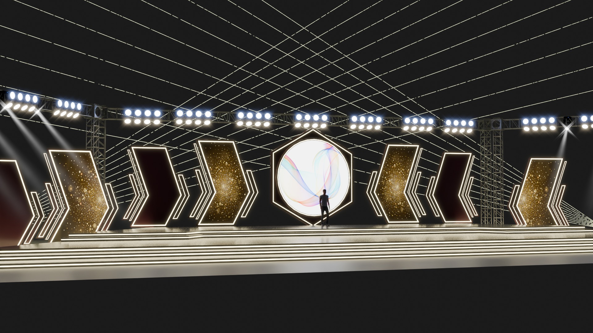 Entertainment Concert Event Stage 3D Model with Lights 3D model_12