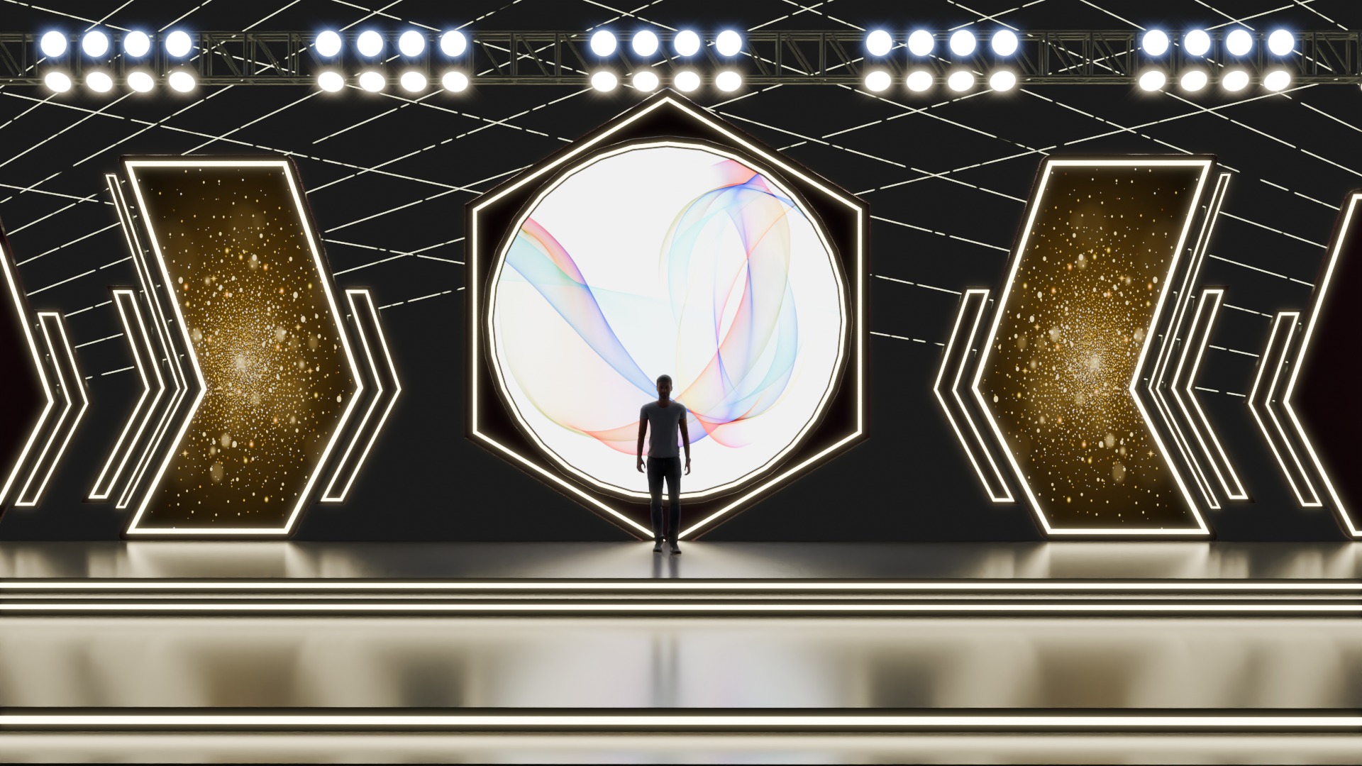 Entertainment Concert Event Stage 3D Model with Lights 3D model_8