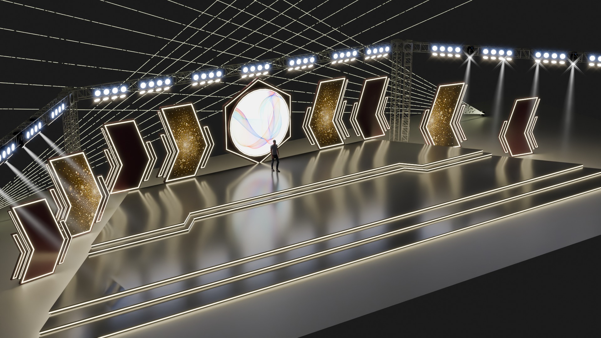 Entertainment Concert Event Stage 3D Model with Lights 3D model_15