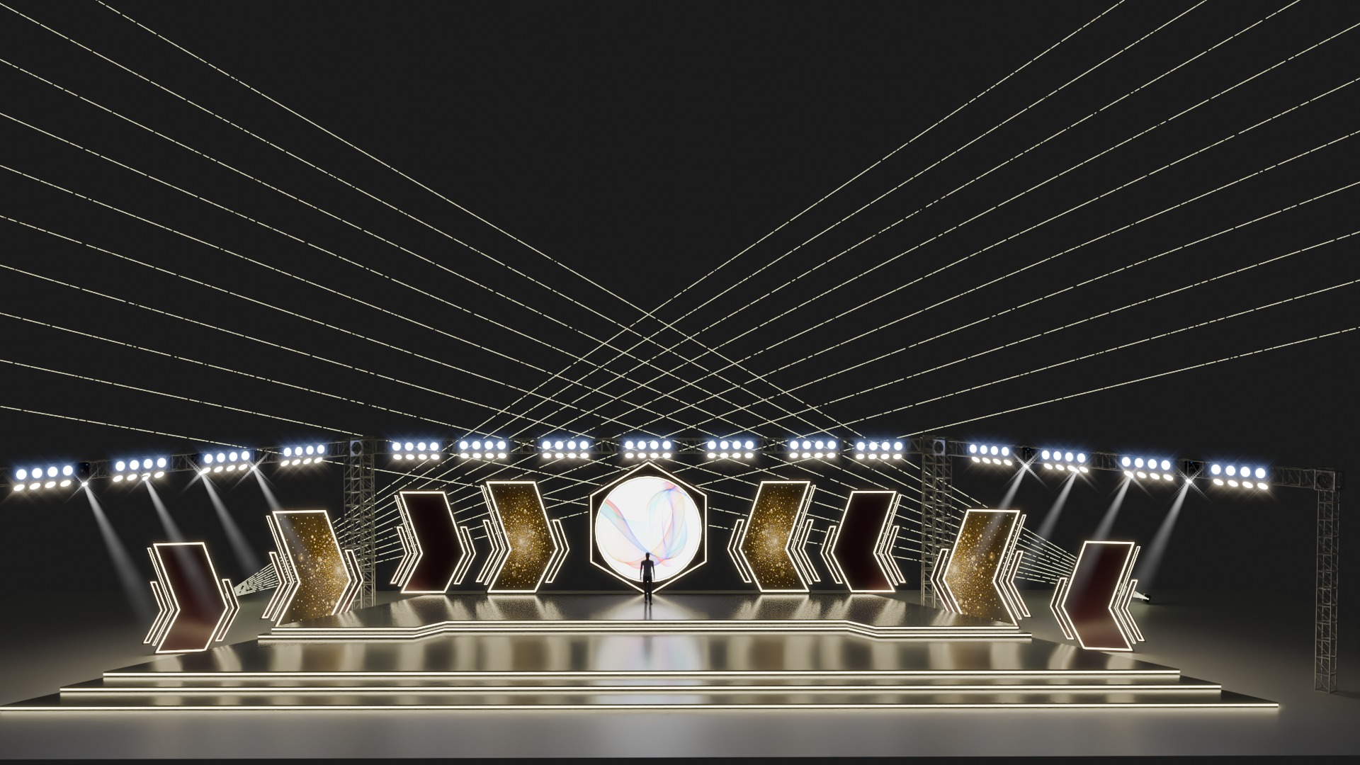 Entertainment Concert Event Stage 3D Model with Lights 3D model_4